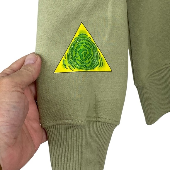 NWT Rick and Morty Pullover Sweatshirt Sz S Olive Green Cartoon Hip Hop Street - Picture 6 of 13